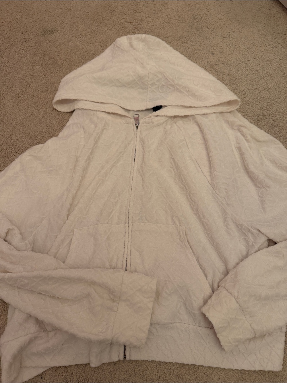 Victoria's Secret Cream Quilted Hooded Zip Jacket